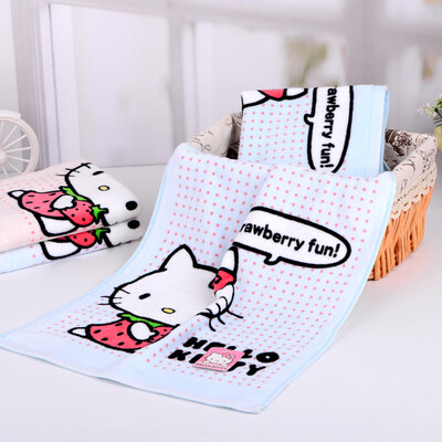 

Yaguang towel textile Hello Kitty Hello Kitty Love Strawberry cotton cartoon printing velvet towel blue 92g Article 34 76cm