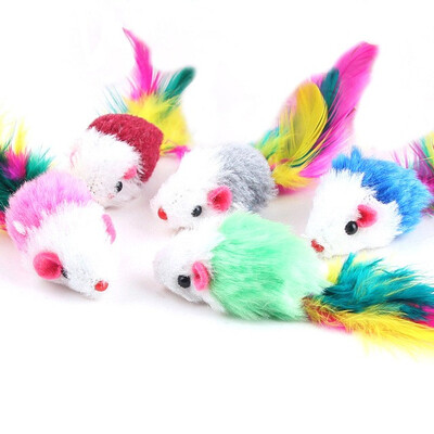 

4Pcslot Soft Fleece False Mouse Cat Toys Colorful Feather Funny Playing Toys For Cats Kitten