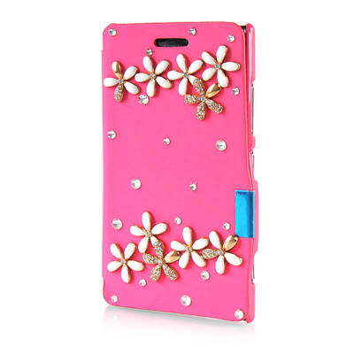 

MOONCASE Luxury Flower Crystal Leather Side Flip Wallet Pouch ЧЕХОЛ ДЛЯ Nokia Lumia 925
