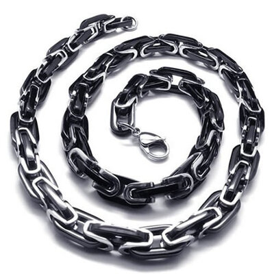 

Jewelry Mens Black Silver Stainless Steel Biker Chain Necklace Lobster Clasps Link