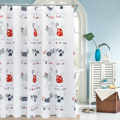 

Visitor FK thick polyester shower curtain set free of punching waterproof mildew cord fabric bathroom curtain bathroom curtain partition curtain to send hanging cat cat 180200cm