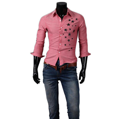 

Zogaa New Men's Shirt Printing Slim Long Sleeve