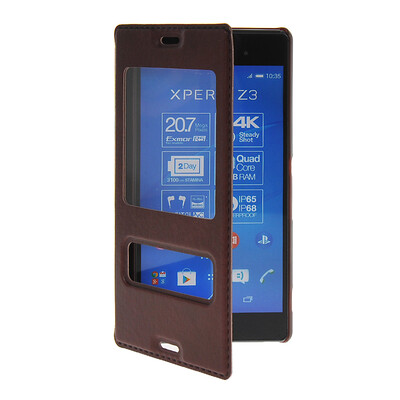 

MOONCASE View Window Leather Side Flip Pouch Stand Shell Back ЧЕХОЛ ДЛЯ Sony Xperia Z3 Red