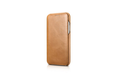 

New for iphone XR 61 CASE Curved vintage full grain genuine leather cowhide flip phone cases icarer brand cover Natural cow skin