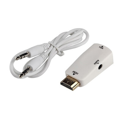 

HDMI to VGA Converter With Audio Cable Male to Female Adapter for PC Laptop Tablet Projector