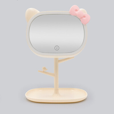 

New KT makeup mirror USB charging folding desk mirror with LED makeup mirror lamp
