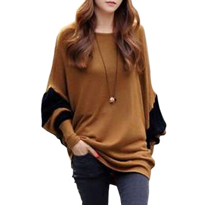 

CT&HF Women Leisure Fashion Knitting Tops Temperament Sweet Contracted Thickening Loose Bat Sleeve T-shirt