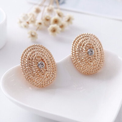 

New Exaggerated fashion knitting elliptical ear clip girl crystal earrings gift jewelry wholesale without ear pierced earrings