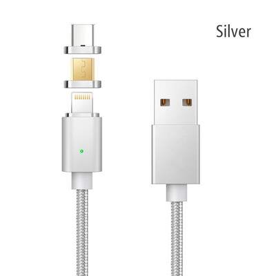

Weaving three-in-one magnetic data cable Applicable to Apple Android Type-C two-in-one drag three USB charging cable