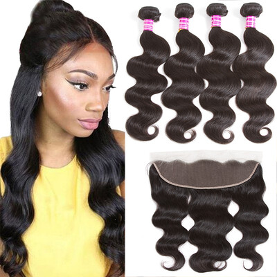 

Glary Bundles with Frontal Brazilian Virgin Hair Body Wave with Frontal Body Wave Human Hair with Frontal Natural Color