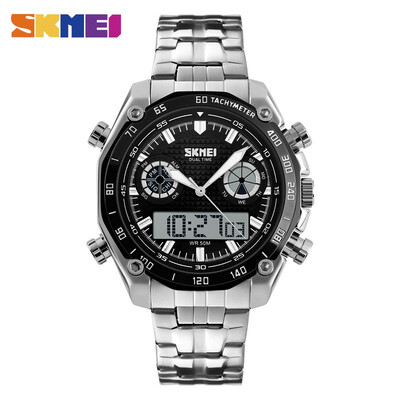

Skmei sports watch mens fashion 30 m Waterproof LED electronic luxury shock watches made of stainless steel double display wrist watch 1204