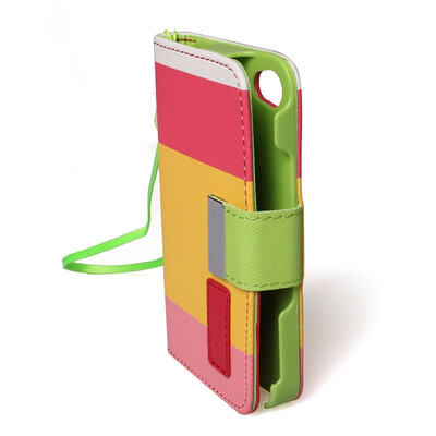 

PU Leather Rose&Pink&Yellow Chic Wallet Pouch Case Covers For iPhone4