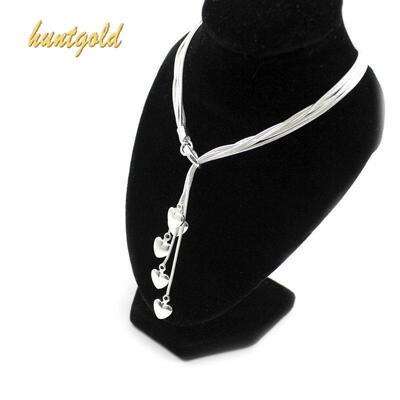 

Silver Plated Women Jewelry Fashion Retro Necklace Tassel Heart Pendant Necklaces