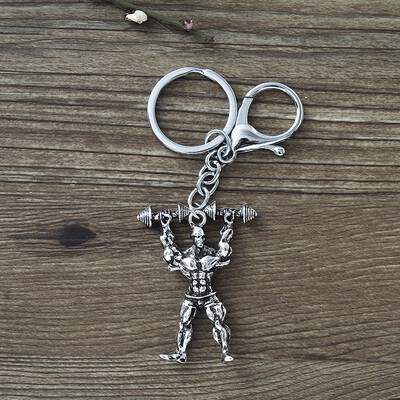 

Strong Man Dumbbell Keychain Men Fitness Bodybuilding Key Chains For Car Wallet Keys Ring Sports Men Hip Hop Gym Gifts