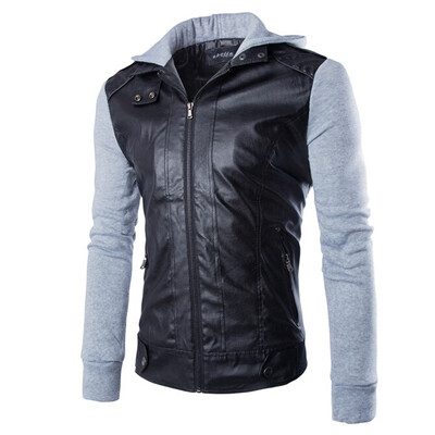 

Zogaa Mens Leather Clothing Korean Knitting Sleeve Short Slim Washing
