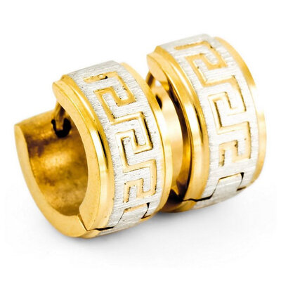 

Hpolw Men's Stainless Steel Hoop Stud Earrings Gold Silver Greek Vintage
