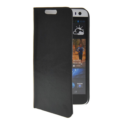 

MOONCASE Slim Leather Side Flip Wallet Card Holder Pouch with Kickstand Shell Back Case Cover for HTC Desire 616 Black