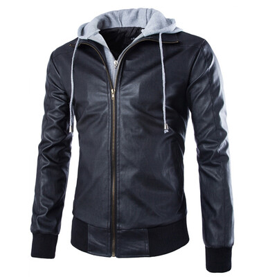 

Zogaa Mens Leather Clothing Fashion Short Slim Washing