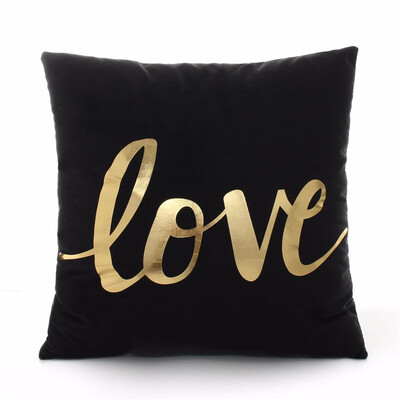 

Bronzing Gold Printed Cushion Decorative Pillows Black Pillowcase Home Decor Sofa Throw Pillows Christmas Decorations For Home