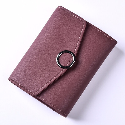 

Ladies purse female short Korean Edition round buckle Student Wallet simple large capacity little clear novice bag