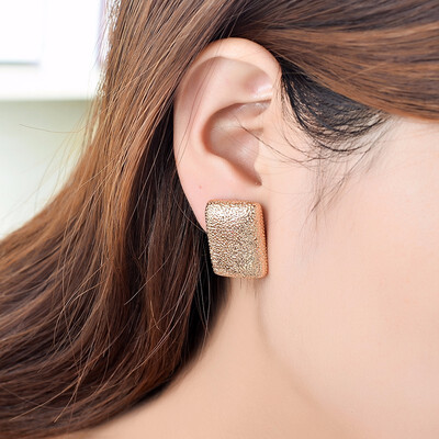 

Cute rectangle Ear Clips for Girls square wedding women clip earings no pierced hole gold punk clip-on earrings for women
