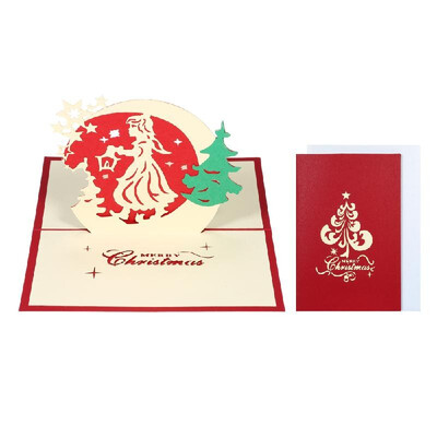 

3D Christmas Pop Up Greeting Card Artful Gift Card with Envelope Christmas Supplies--Santa