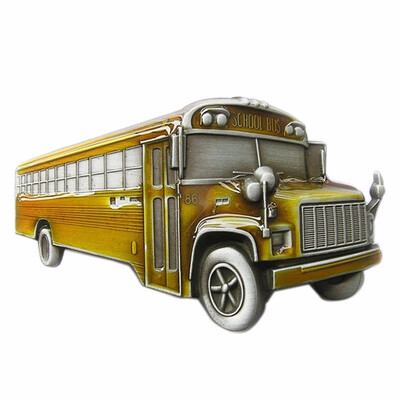 

New Vintage Enamel School Bus Belt Buckle Gurtelschnalle Boucle de ceinture