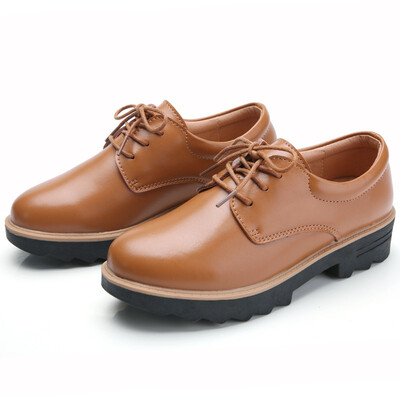 

2018 new Korean version of the lace casual shoes students wild college small shoes comfortable mother shoes thick with soft leathe