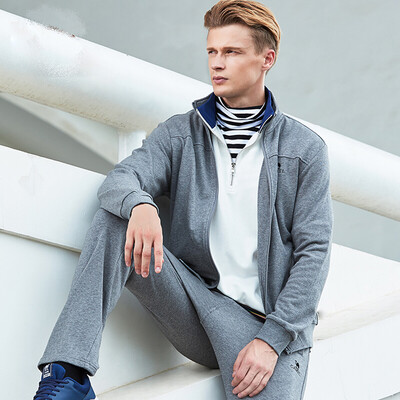 

Camel CAMEL camel sports suit casual jacket long-sleeved trousers two-piece running fitness mens sportswear C8W2Y6630 deep flower gray XXL