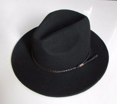 

New 100 Wool Waterproof Fedoras Hat Mens Wrinkle-free Equestrian Hat Wide Brim Knight Cowboy Wool Cap Gentleman Hat B-8121