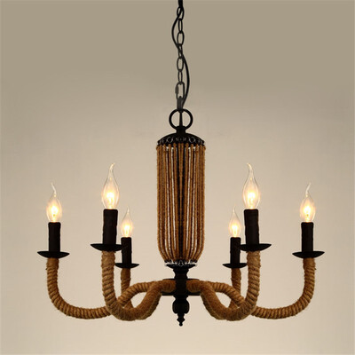 

Baycheer HL371858 Industrial 6 Light 25" Wide Rust Finish Candelabra Rope LED Chandelier