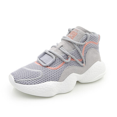 

Black Genuine Leather Mesh Womens Platform Chunky Sneakers 2018 Fashion Buckle Women Flat Thick Sole Shoes Woman Dad Footwear