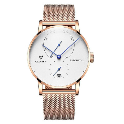 

CADISEN C1030 Men Automatic Mechanical Watch Stainless Steel Net Band Calendar Waterproof Casual Clock Wristwatch for Male