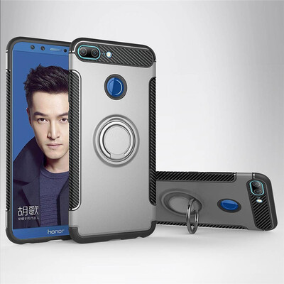 

Fecoprior Back Cover For Huawei Honor 9 Lite Case Car Holder Stand Hard PC Silicon Ring Suction Bracket Celulars