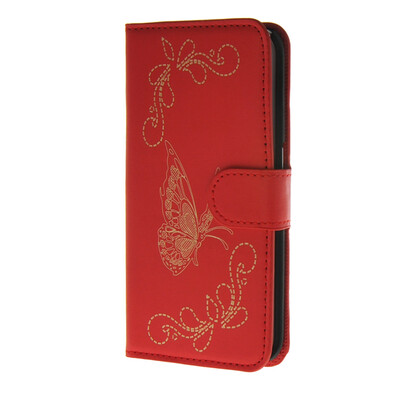

MOONCASE Butterfly pattern Leather Wallet Flip Card Slot Bracket Back чехол для Samsung Galaxy S6 Edge Red