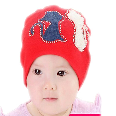 

Buebos Ninos 2015 New Autumn Winter Warm Baby Beanie Cap Soft Crochet Knit Couple of Cats Patten Hat Infant Newborn Children Toddler Cap Christmas Gift
