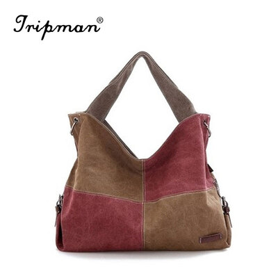 

Tripman Fashion Women Striped Handbag Canvas Shoulder Bag Messenger Crossbody Bags Hit Color Stripe Casual Tote Hot Sale hobo handbag