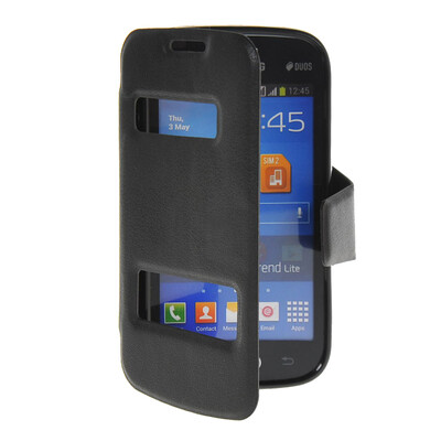 

MOONCASE View Window Leather Side Flip Pouch Stand Shell Back ЧЕХОЛ ДЛЯ Samsung Galaxy Trend Lite S7390 / S7392 Black