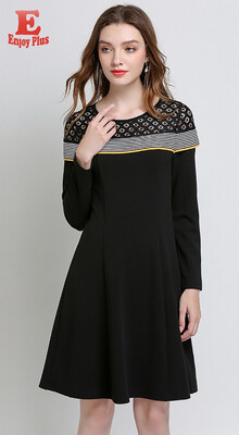 

L XL XXL 3XL 4XL 5XL plus size elegant new autumn 2018 women dress long sleeve big size black slim A line office lady midi OL