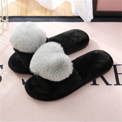 

Plush sweat-heart TPR soles cotton open-toed slippers