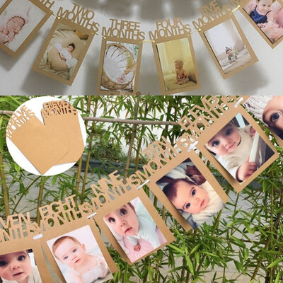 

12PCS Birthday Baby Photo Banner Baby 1-12 Month Photo Prop Bunting Garland UK