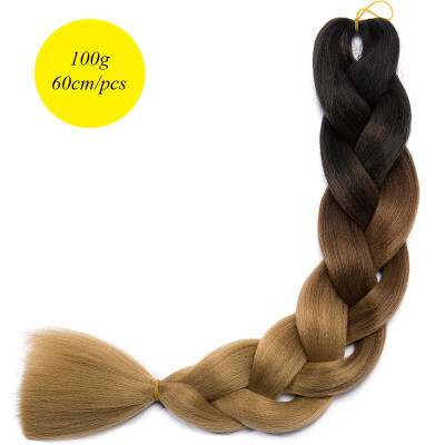 

60CM Hair Braid Braiding Hair Extension Two Ombre Synthetic Crochet One Piece 100g Heat-Resistant