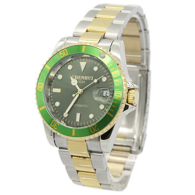 

New Steampunk Sport Auto Mechanical Stainless Steel Men Wrist Watch Green Dial