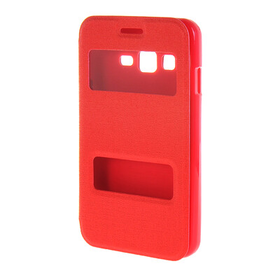 

MOONCASE Сторона Флип жесткий борт тонкий кожаный кронштейн Окно чехол для Samsung Galaxy Z1 Z130H красный