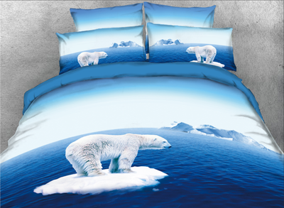 

3D Polar Bear Standing on Ice Printed Cotton 4-Piece Bedding Sets