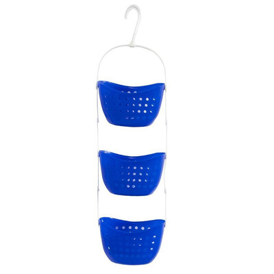 

UpperX 3 tier shower caddy bath rack plastic hanging over basket unit shower organiser blue