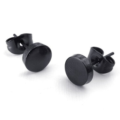 

Hpolw Mens Stainless Steel Stud Earrings Set Charm Elegant 1 Pair Black 3-14mm