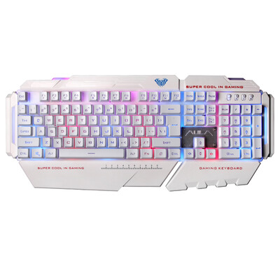 

Trolley AULA command mixed light Happy Valley RGB cable 104 key game keyboard silver version