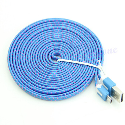 

1M 2M 3M Dual Color Strong Flat Braided Nylon Micro USB Charger Sync Data Cable For Samsung Sony HTC