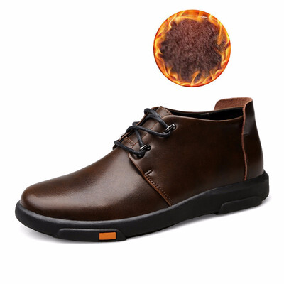 

Genuine Leather Men Ankle Boots Fashion Waterproof Autumn Winter Outdoor Mens Casual Shoes High Top Footwear